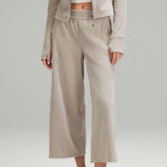 lululemon athletica Pants - Lululemon Scuba Mid-Rise Wide Leg Velvet Cord Crop Pant